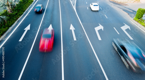 Motion blur of car traffic on the road