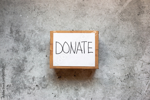 donation box on gray background