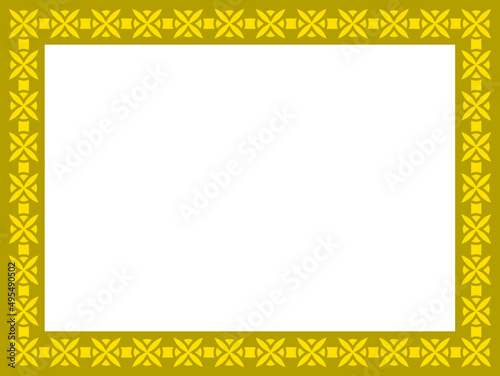 Vector white background with golden yellow border frame in classical style. Rectangular banner or label design