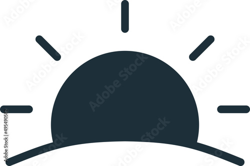 Sunset or Sunrise Icon Line Art Illustration