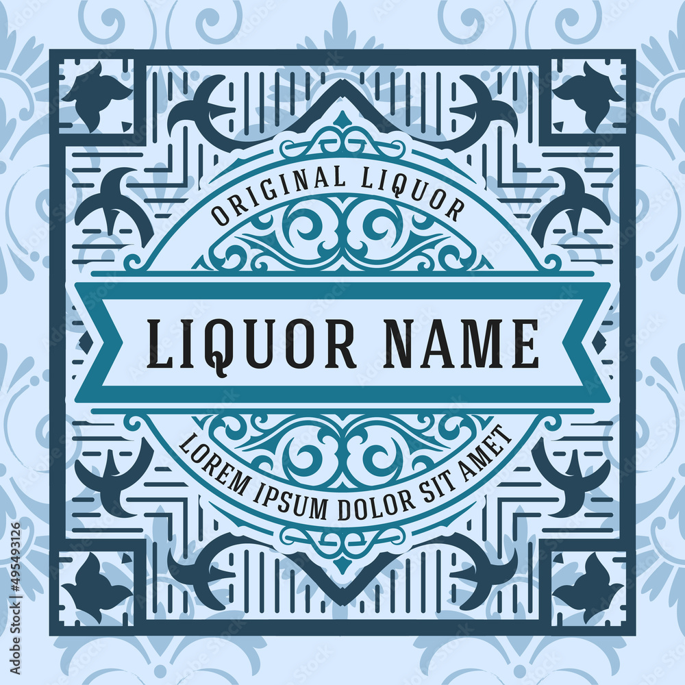 Fototapeta premium Whiskey label with old frames