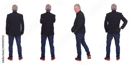 Bild auf Leinwand various poses of the same man from behind on white background
