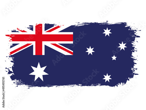 flag of Australia on brush painted grunge banner - vector illustration