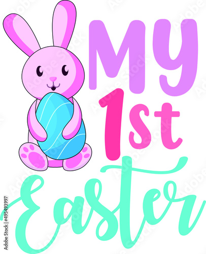 My 1st easter hand lettered quote. Kid Easter print with lettering. My first Easter for boy. Good for posters, textiles, t shirts.