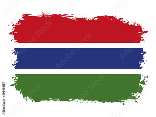 flag of Gambia on brush painted grunge banner - vector illustration