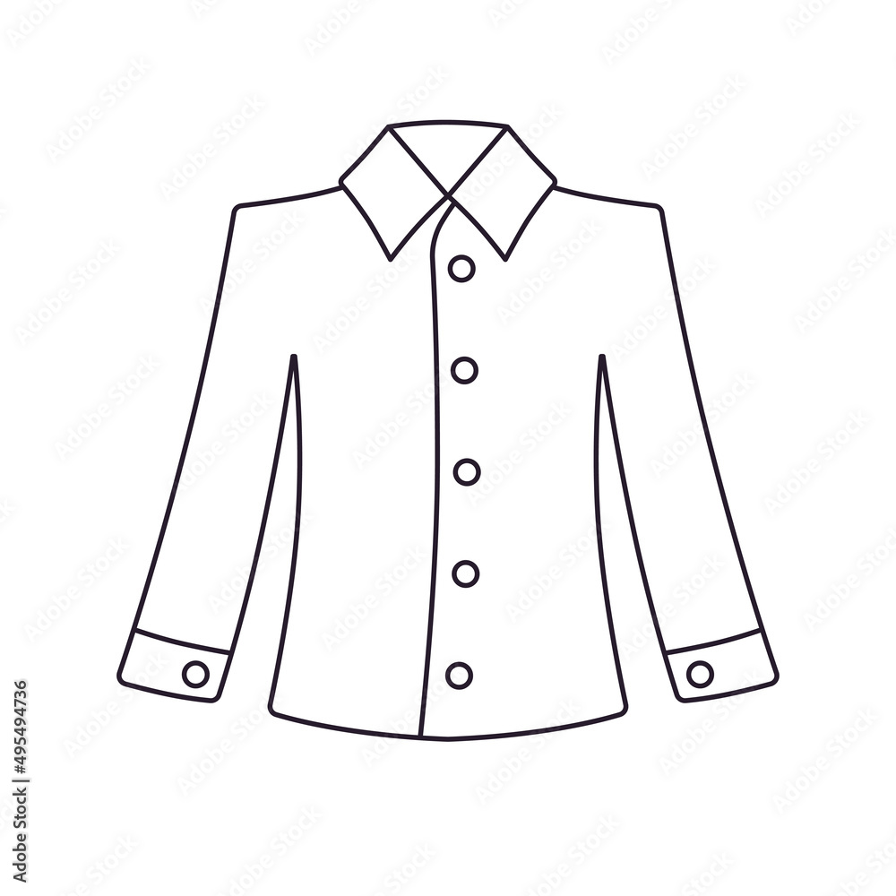 Long sleeve dress shirt isolated cartoon line vector icon