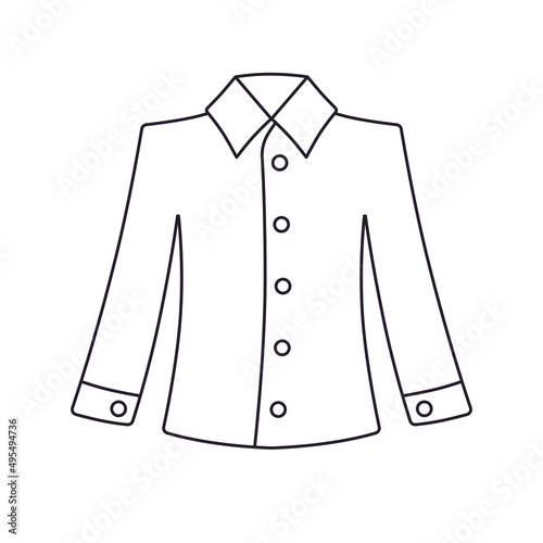 Long sleeve dress shirt isolated cartoon line vector icon