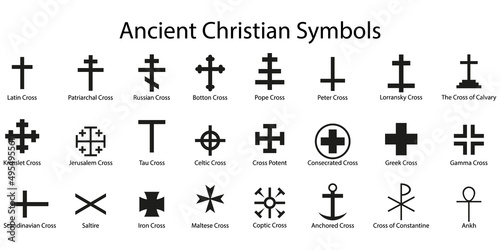 Ancient Christian Symbols. Vector illustration.