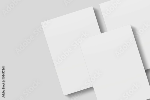 Blank paper for mockup. 3D Render.	
