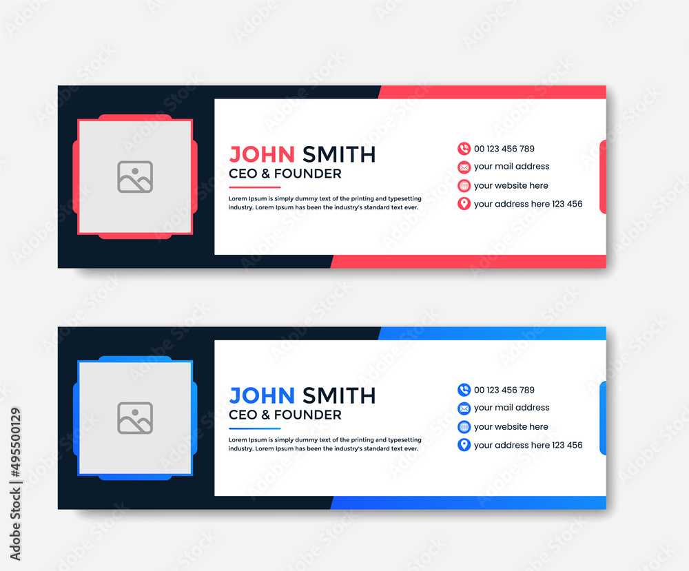 Colorful Email Signatures Template Vector Design. Modern and minimalist