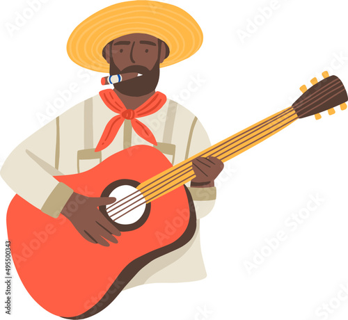 Cuba National Dark Skin Artist Cartoon Illustration