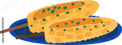 Traditional Cuban Food Corncob Cartoon Illustration