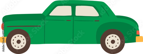 Green Vintage Cuban Car Cartoon Illustration