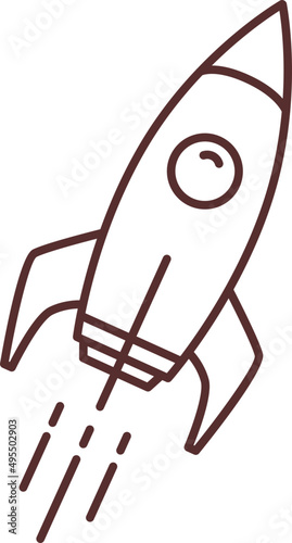 Rocket Monochrome Line Art Illustartion