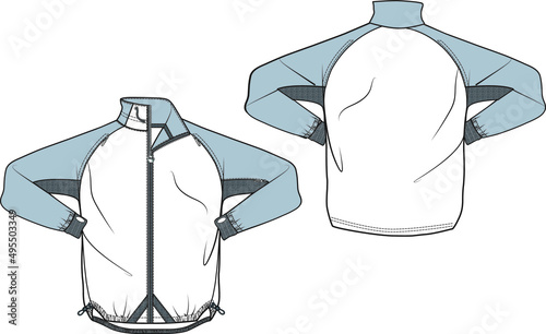 men full zipper jacket , technical drawing