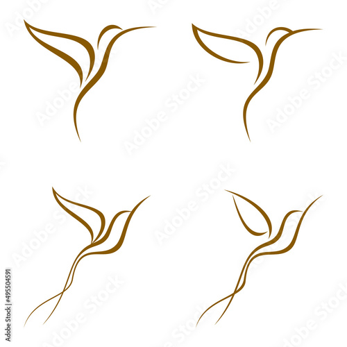 Hummingbird logo. Abstract concept, icon set. Vector illustration isolated on white background.