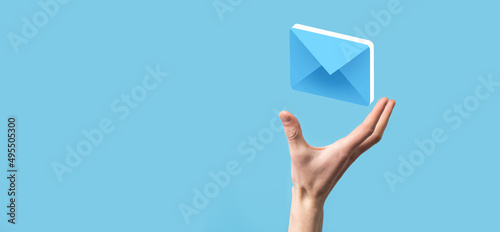 Email marketing and newsletter concept.Contact us by newsletter email and protect your personal information from spam mail concept.Scheme of direct sales in business. List of clients for mailing.