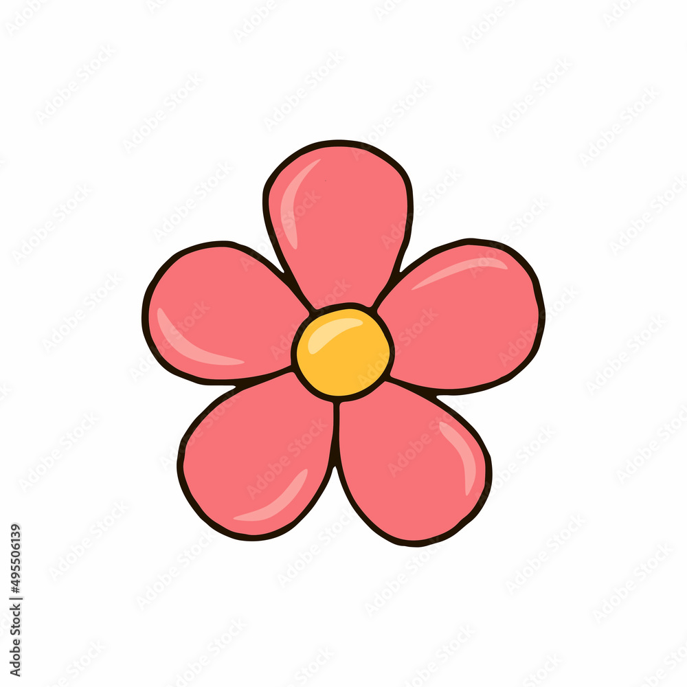 Hand drawn summer flower. Minimalist drawing. Simple vector flower icon. Hand drawn summer flower. Minimalist drawing. Simple vector flower icon.