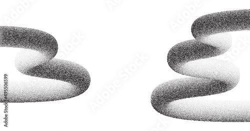 Dotwork wave pattern vector background. Black grunge noise stipple dots wave. Sand grain effect. Black dots grunge banner. Abstract zig zag shape noise dotwork pattern. Stochastic dotted vector