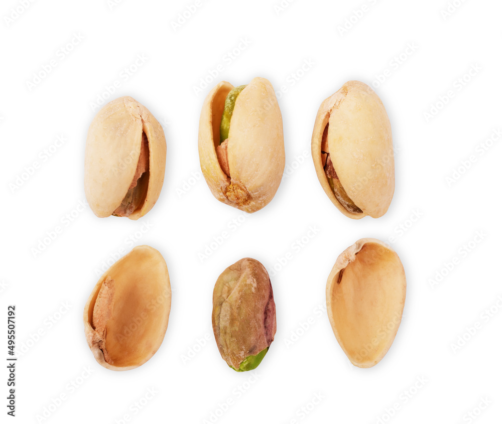 different nuts and seeds mix, composition isolated over the white background different nuts and seeds mix, composition isolated over the white background