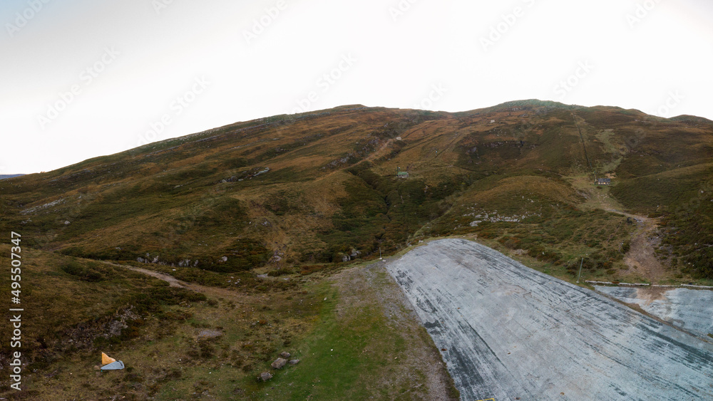 Mountains in Autumn from a Drone View