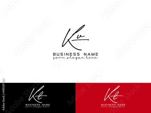 Colorful KV Logo Design, Signature kv Letter Logo Icon Design with colorful background