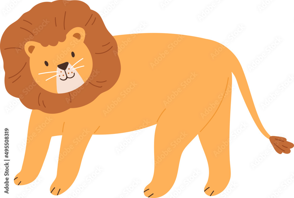 Cute Lion Childish Cartoon Illustration Cute Lion Childish Cartoon Illustration