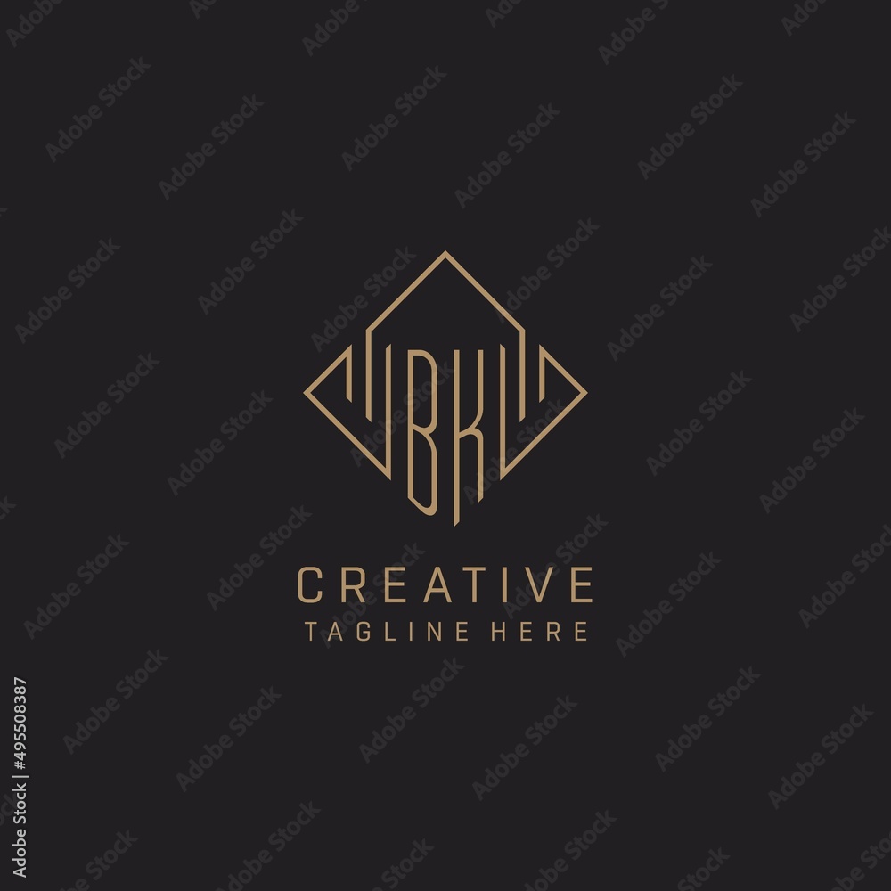 Monogram BK with rhombus line logo style, Luxury elegant logo design ...