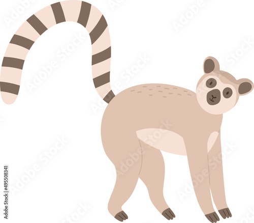 Cute Lemur Childish Cartoon Illustration