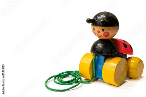 Isolated colorful wooden toy, white background