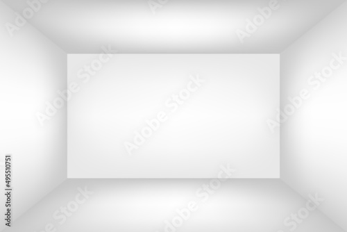Empty white room. The inner space of the box. Mock up for you business project. Vector.