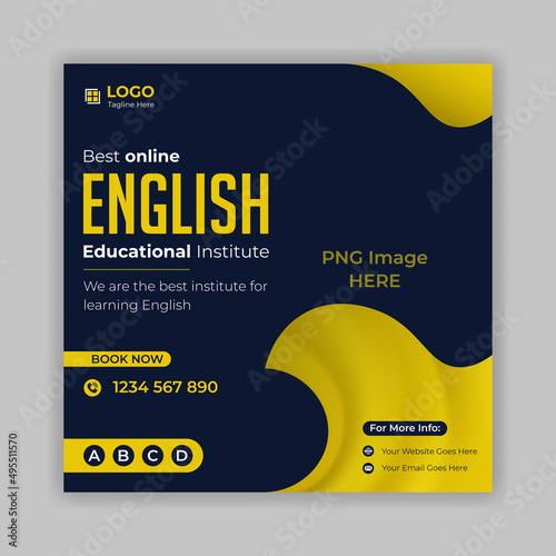 Spoken English social media post template design for advertisement any English learning institute