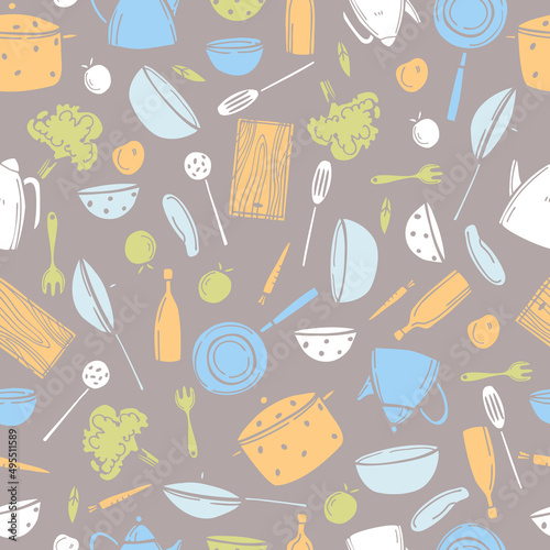 Kitchenware. Vector  pattern