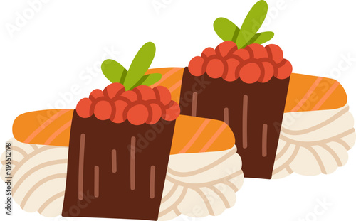 Asian Sushi Rolls Cartoon Illustration