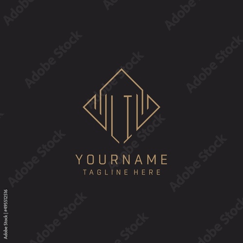 Monogram LI with rhombus line logo style, Luxury elegant logo design ideas