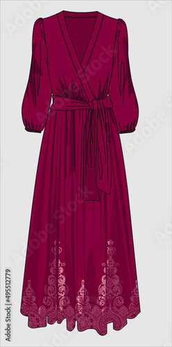 BEAUTIFUL SATIN NIGHT GOWN FOR WOMEN IN EDITABLE VECTOR FILE