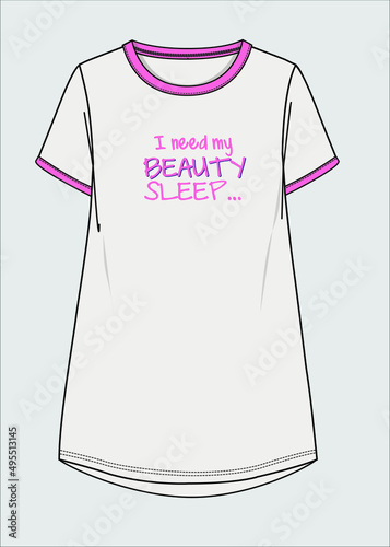 SLEEP GRAPHIC WOMEN AND TEENS GIRLS DORMDRESS IN EDITABLE VECTOR FILE