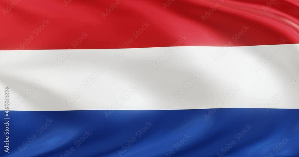 Flag of Netherlands. Seamless looping animation fluttering in the wind. Background Loop. Flag of Netherlands. Seamless looping animation fluttering in the wind. Background Loop.