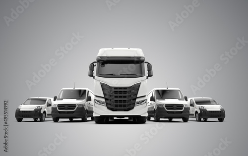Obraz na płótnie Logistic fleet on a grey background