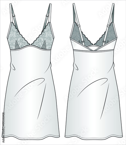 WOMENS SATIN LACE SLIP NIGHTWEAR IN EDITABLE VECTOR FILEWOMENS SATIN LACE SLIP NIGHTWEAR IN EDITABLE VECTOR FILE