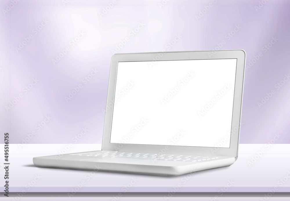 Beautiful new modern laptop with blank screen