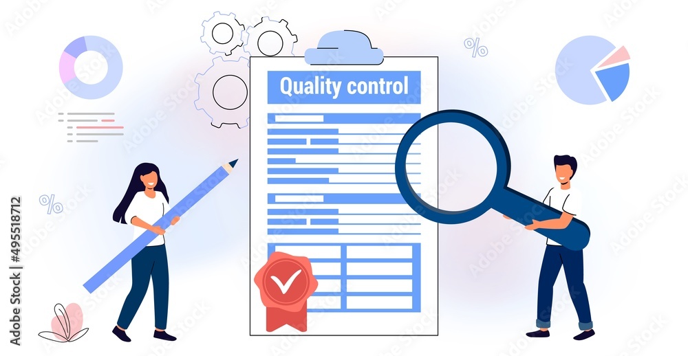 Quality control and product satisfaction research check Controlling business iso standard certificate accept Validation documents Inspection errors or mistakes Vector illustration concept Flat style Quality control and product satisfaction research check Controlling business iso standard certificate accept Validation documents Inspection errors or mistakes Vector illustration concept Flat style