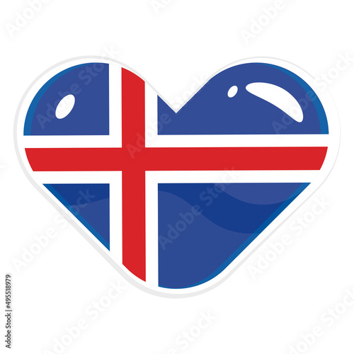 Isolated heart shape with the flag of Iceland Vector
