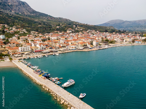 Aerial drone view of astakos harbour in Aitoloakarnania Greece