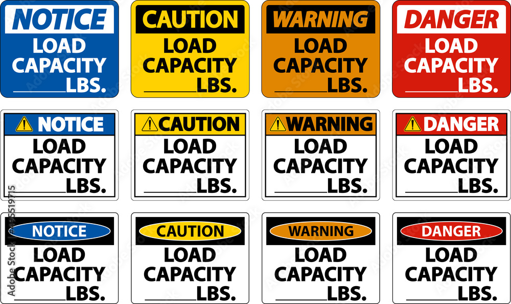 Caution Load Capacity Label Sign On White Background