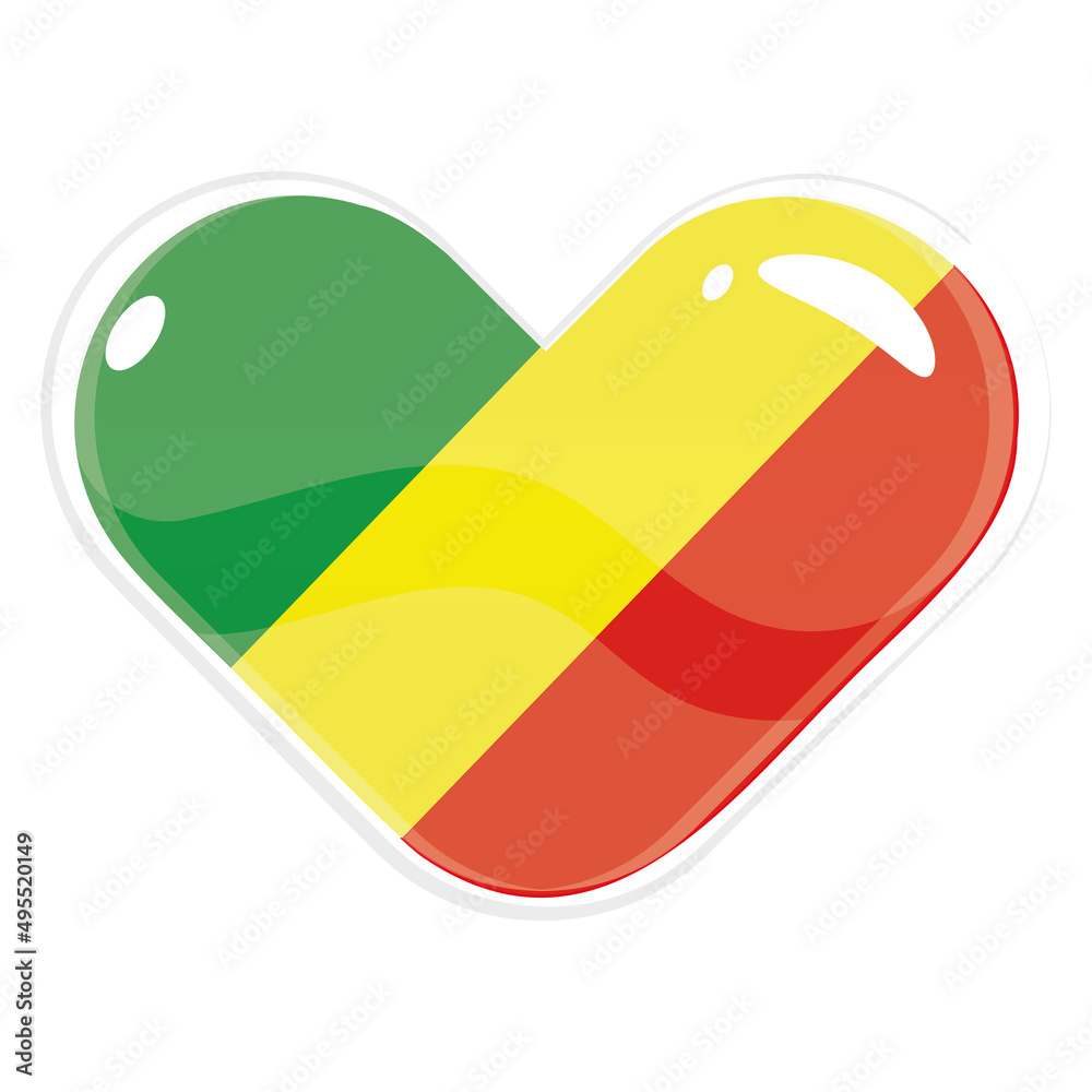 Isolated heart shape with the flag of Congo Vector Isolated heart shape with the flag of Congo Vector