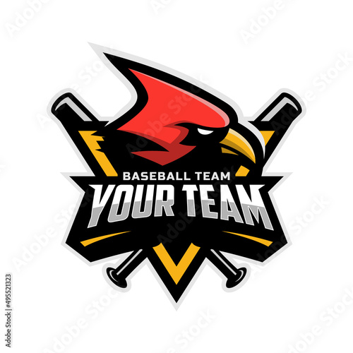 Cardinal mascot for baseball team logo. Vector illustration.