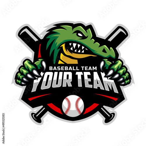 Crocodile mascot for baseball team logo. Vector Illustration.