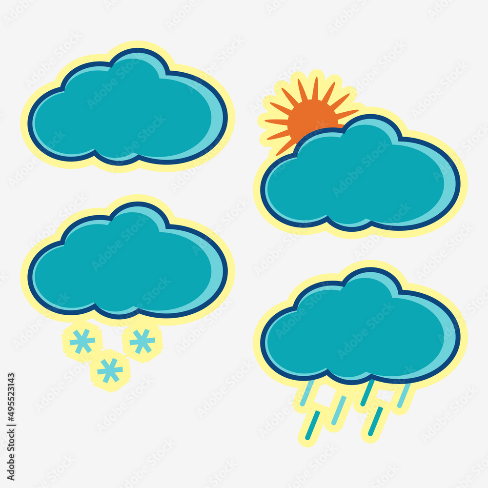 Clouds with different cloud cover. A set of cloud stickers for any use. Clouds with different cloud cover. A set of cloud stickers for any use.