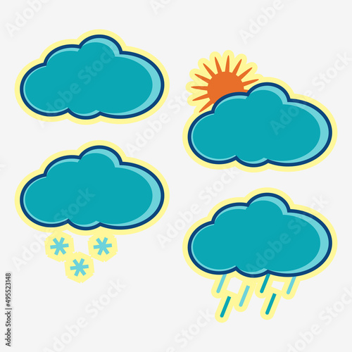 Clouds with different cloud cover. A set of cloud stickers for any use.
